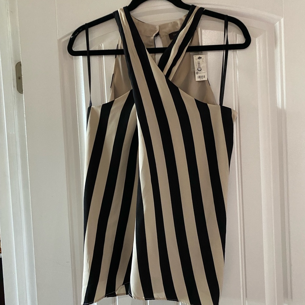 NWT front cross stripe blouse